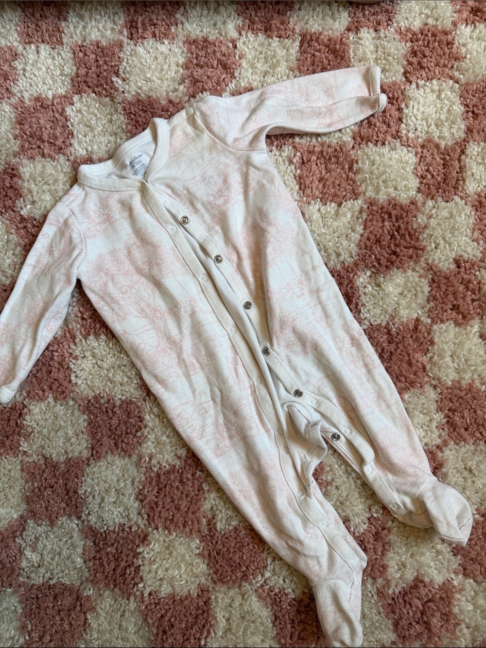 Polo by Ralph Lauren Light Pink Printed Baby Footed One-Piece 6M